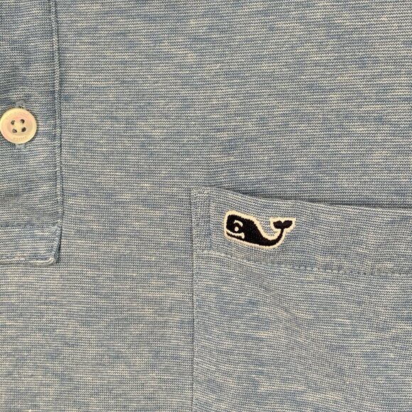Vineyard Vines Edgartown Polo Mens Large Blue Striped Stretch Whale‎ Logo Pocket - Picture 4 of 7